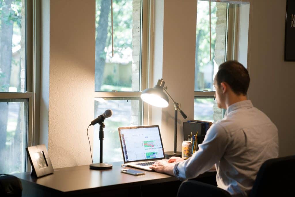 A man working from home