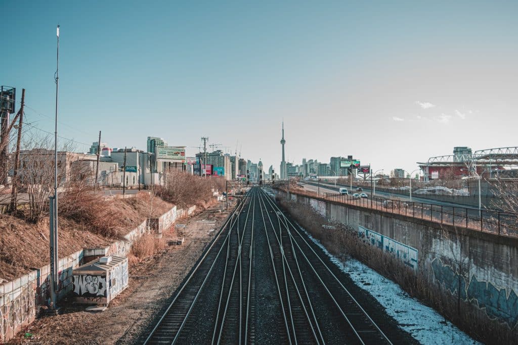 Train tracks in Toronto representing federal workers returning to work amid COVID-19