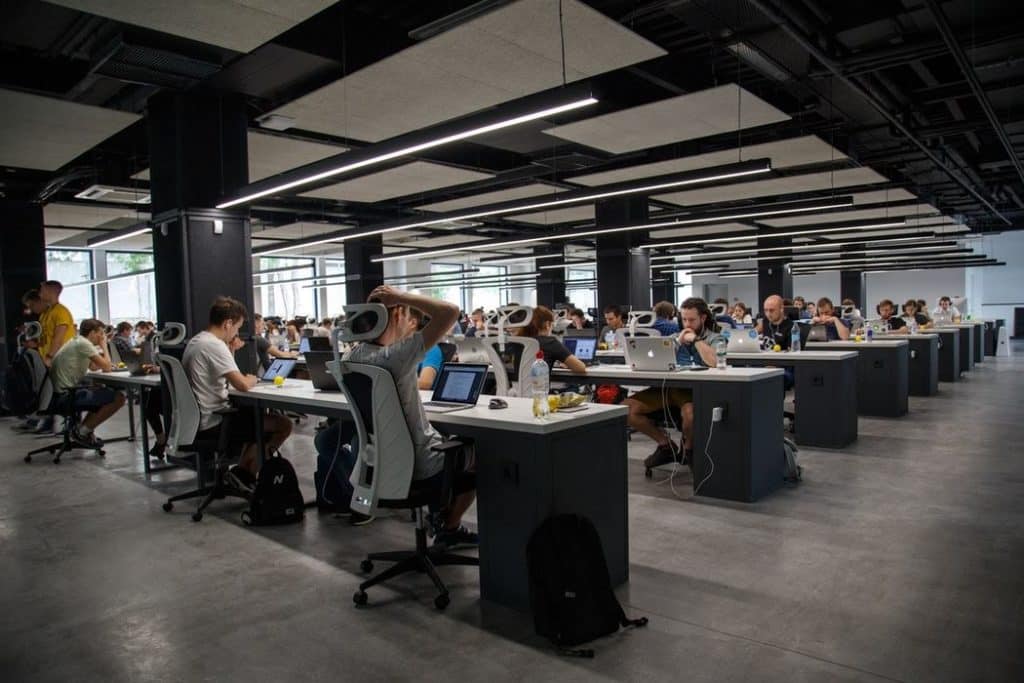 loft style office with young, casual staff